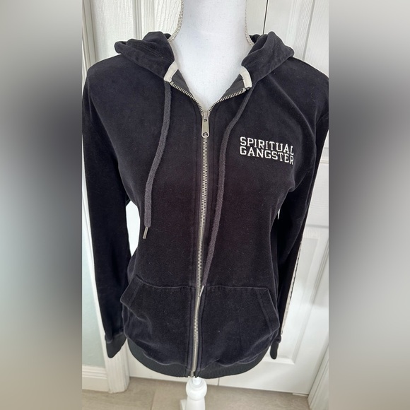 Authentic Spiritual Gangster Black Velour hoodie - Picture 11 of 13